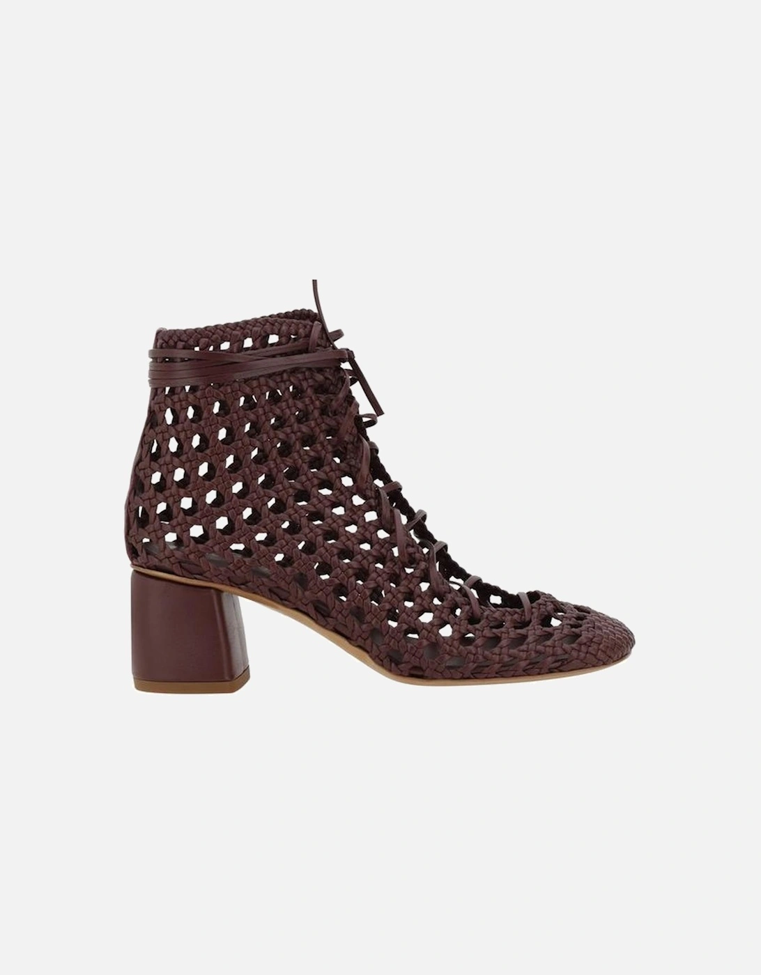 Chic Leather Ankle Boots with Mesh Design Women - Brown, 4 of 3