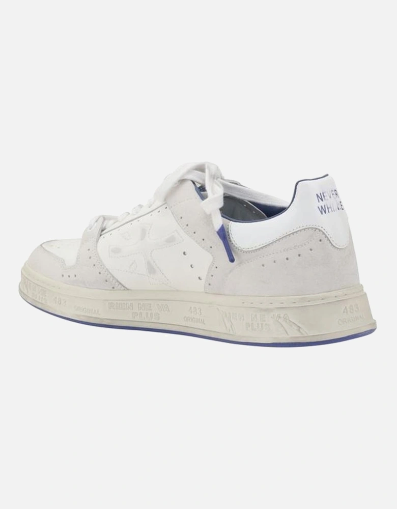 Perforated Leather Sneakers with Suede Details Women - White