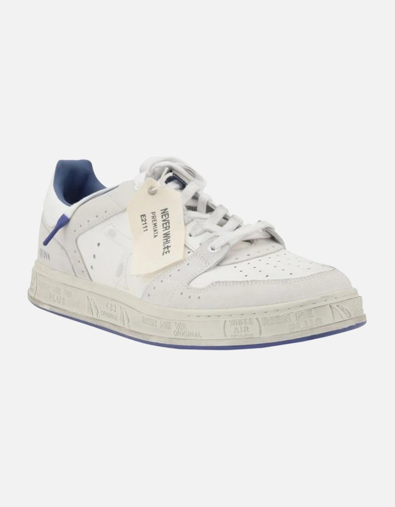 Perforated Leather Sneakers with Suede Details Women - White
