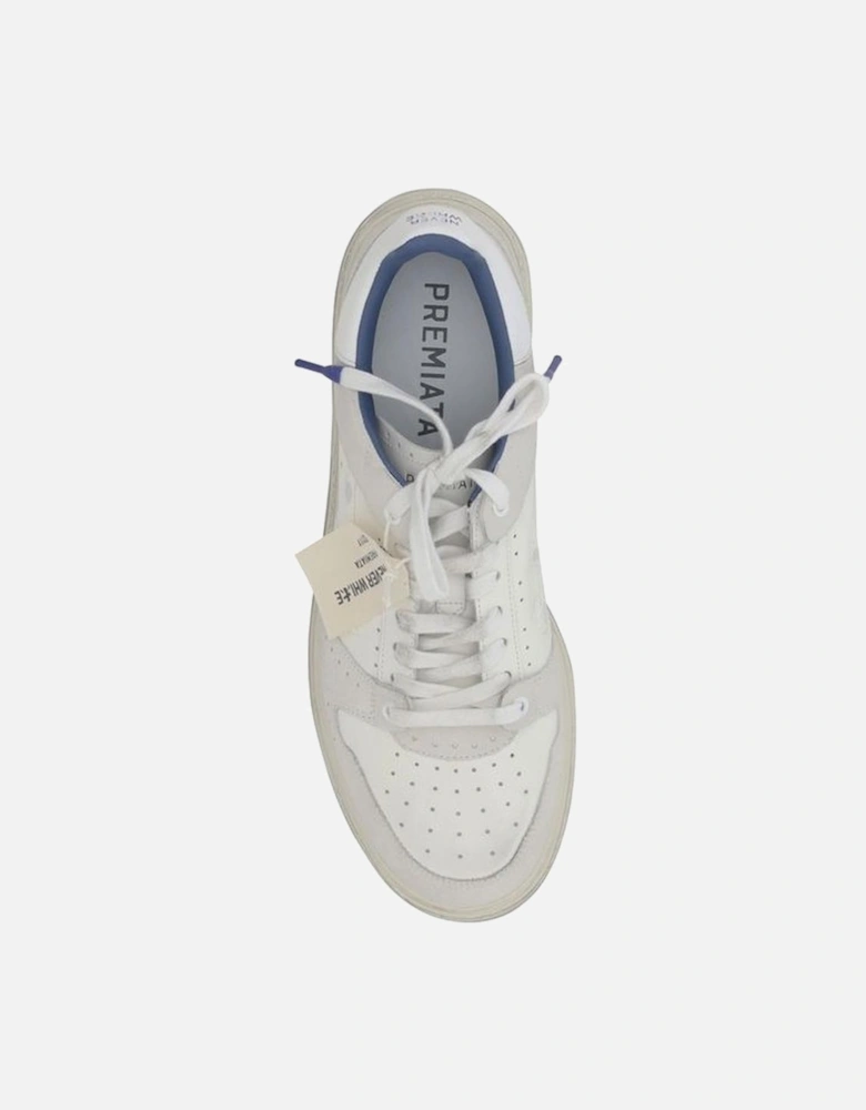 Perforated Leather Sneakers with Suede Details Women - White