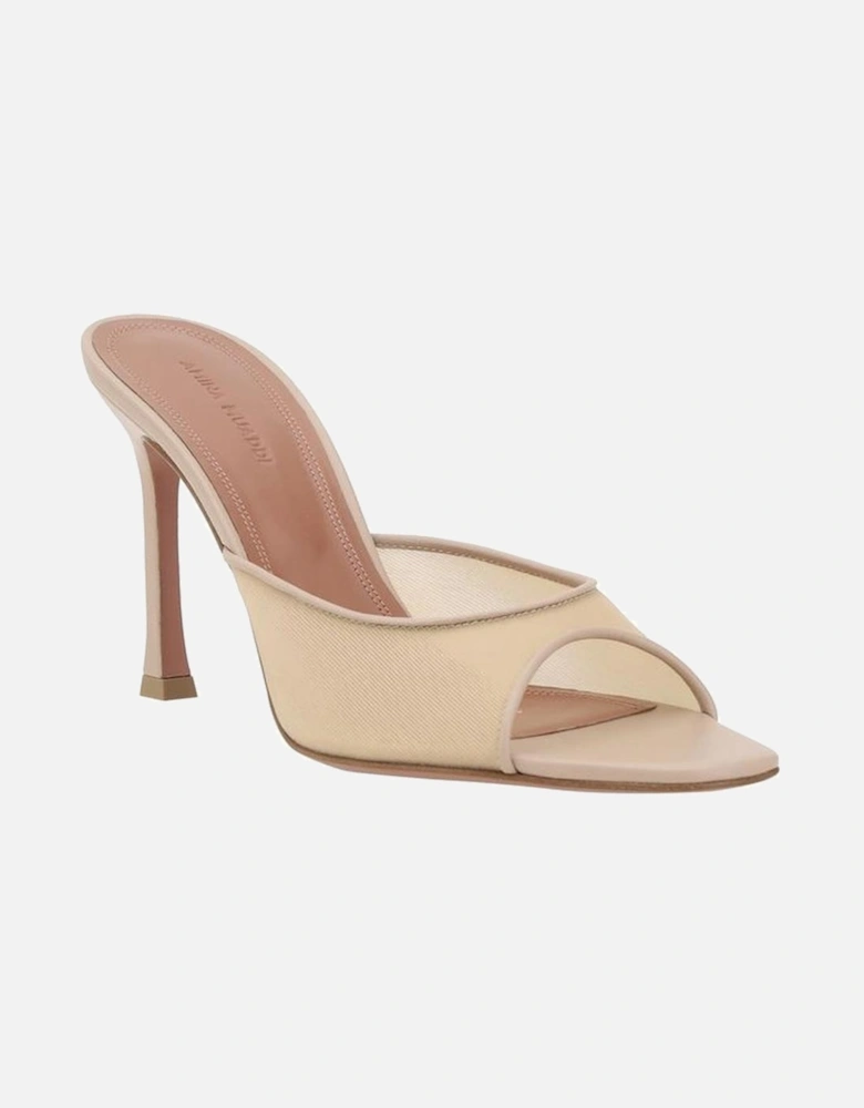 Semi-Transparent Mesh Stiletto Heel Slipper Sandals Women - Beige