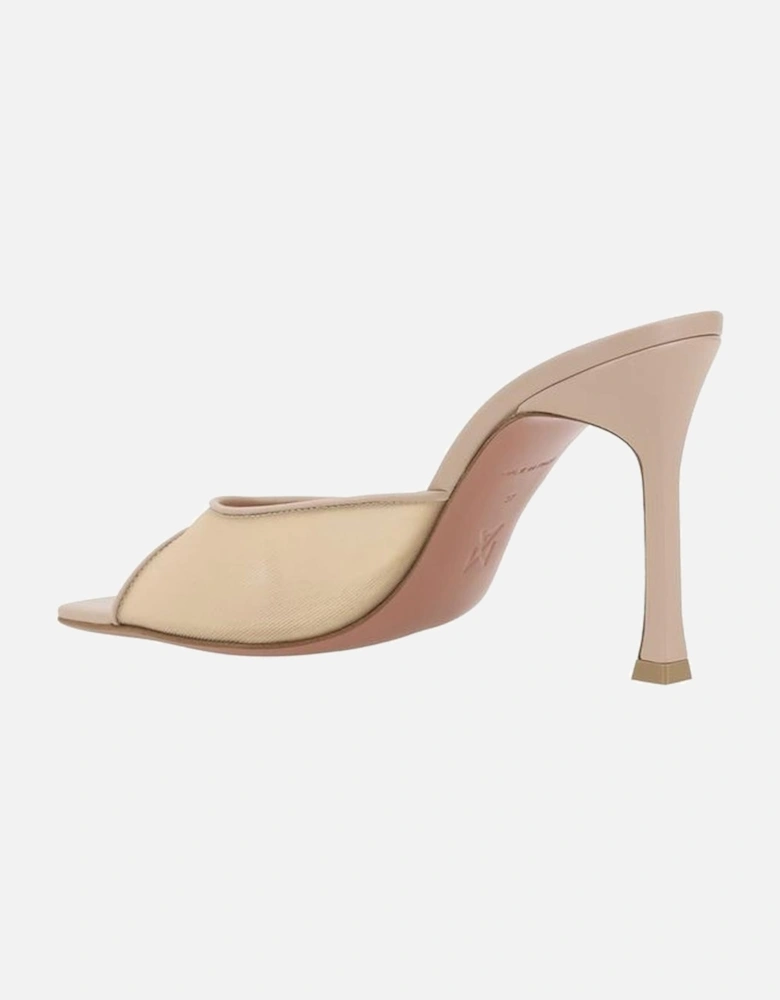 Semi-Transparent Mesh Stiletto Heel Slipper Sandals Women - Beige