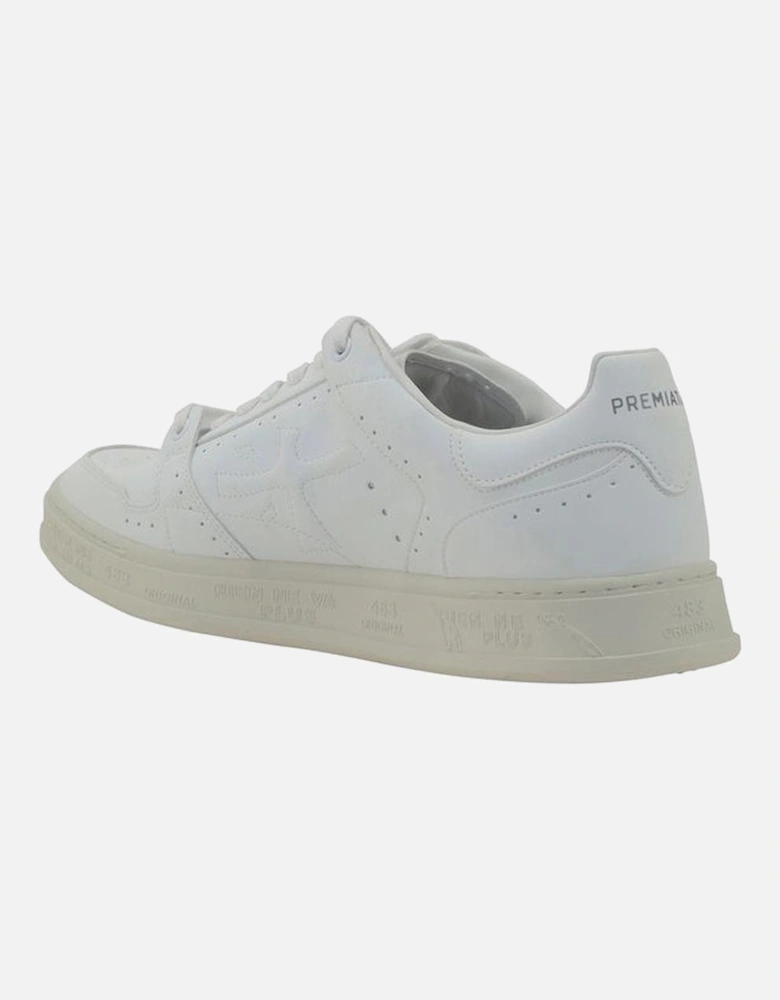 Leather Sneakers with Perforated Toe and Rubber Sole Women - White