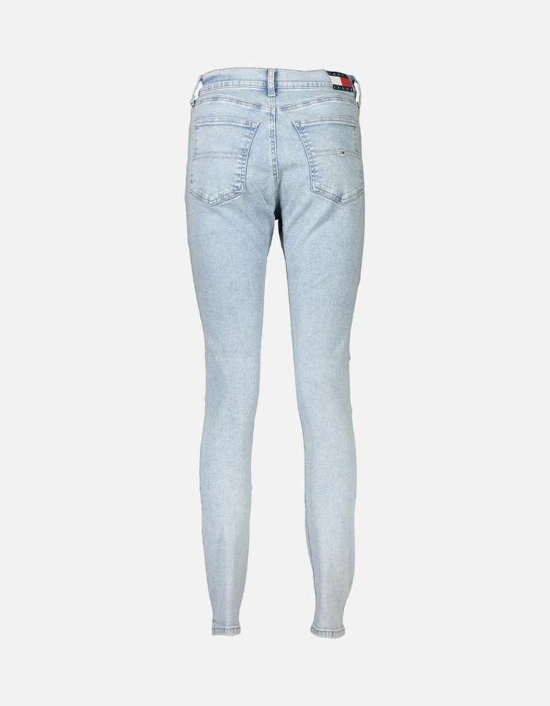 High-Rise Super Skinny Jeans with Logo Women - Light Blue Jeans
