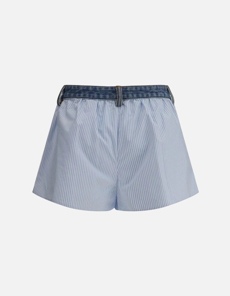 Striped Cotton Shorts with Denim Waistband Women - Multicolor Jeans