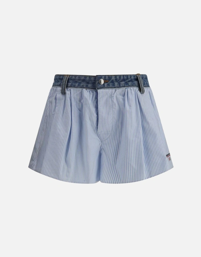 Striped Cotton Shorts with Denim Waistband Women - Multicolor Jeans