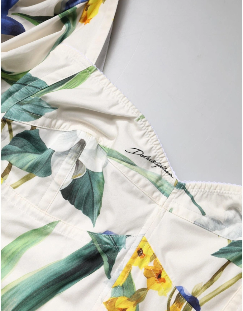 Floral Cropped Blouse with Logo Details Women - White T-Shirts