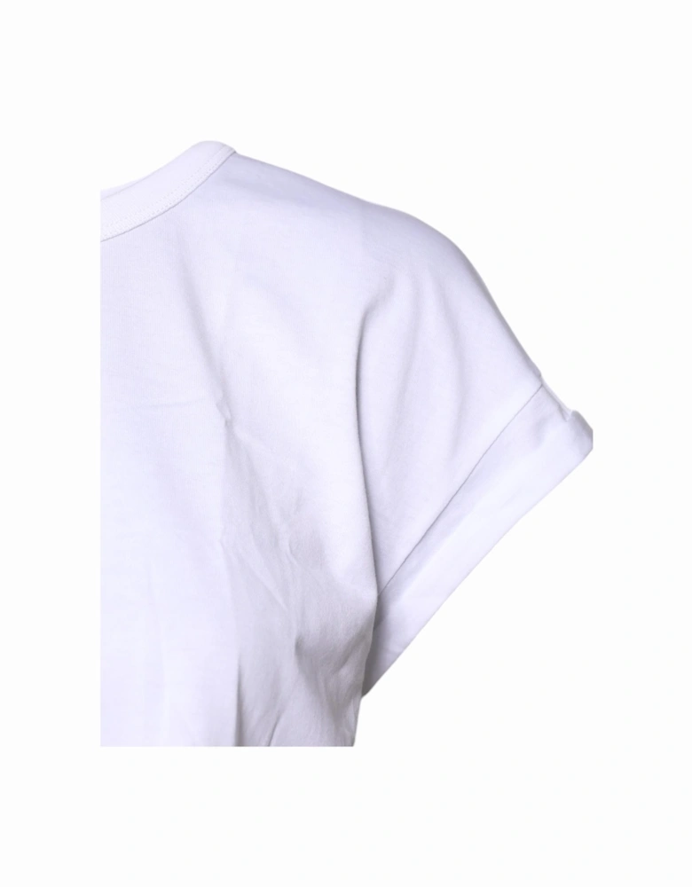 Cotton Short Sleeve Crew Neck Cropped Top Women - White T-Shirts