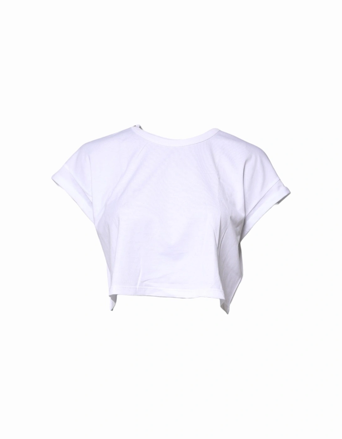 Cotton Short Sleeve Crew Neck Cropped Top Women - White T-Shirts, 5 of 4