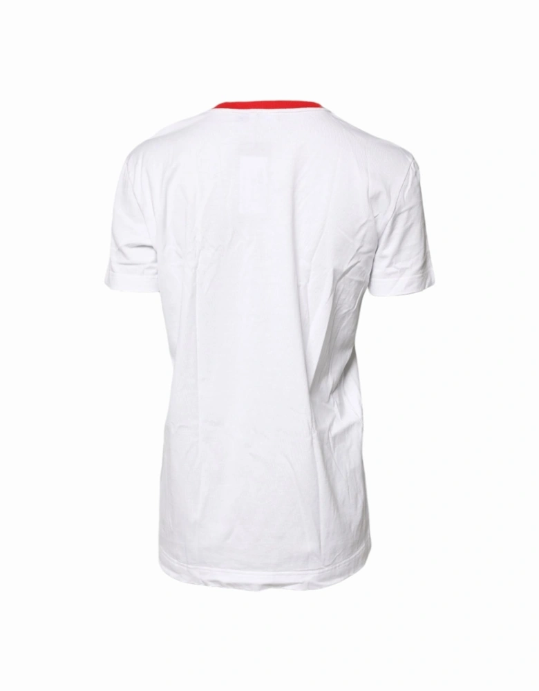 Cotton Crew Neck T-Shirt with Print Women - White