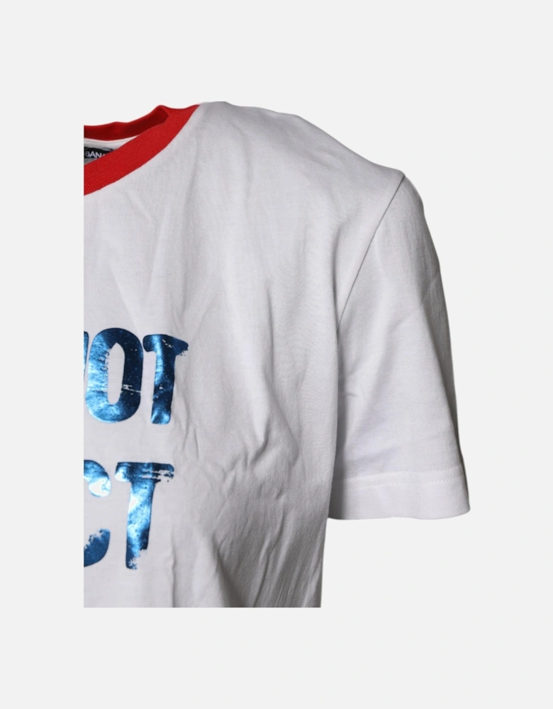Cotton Crew Neck T-Shirt with Print Women - White