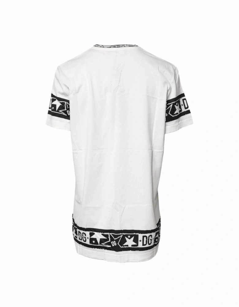 Cotton Crew Neck T-Shirt with Print Women - White
