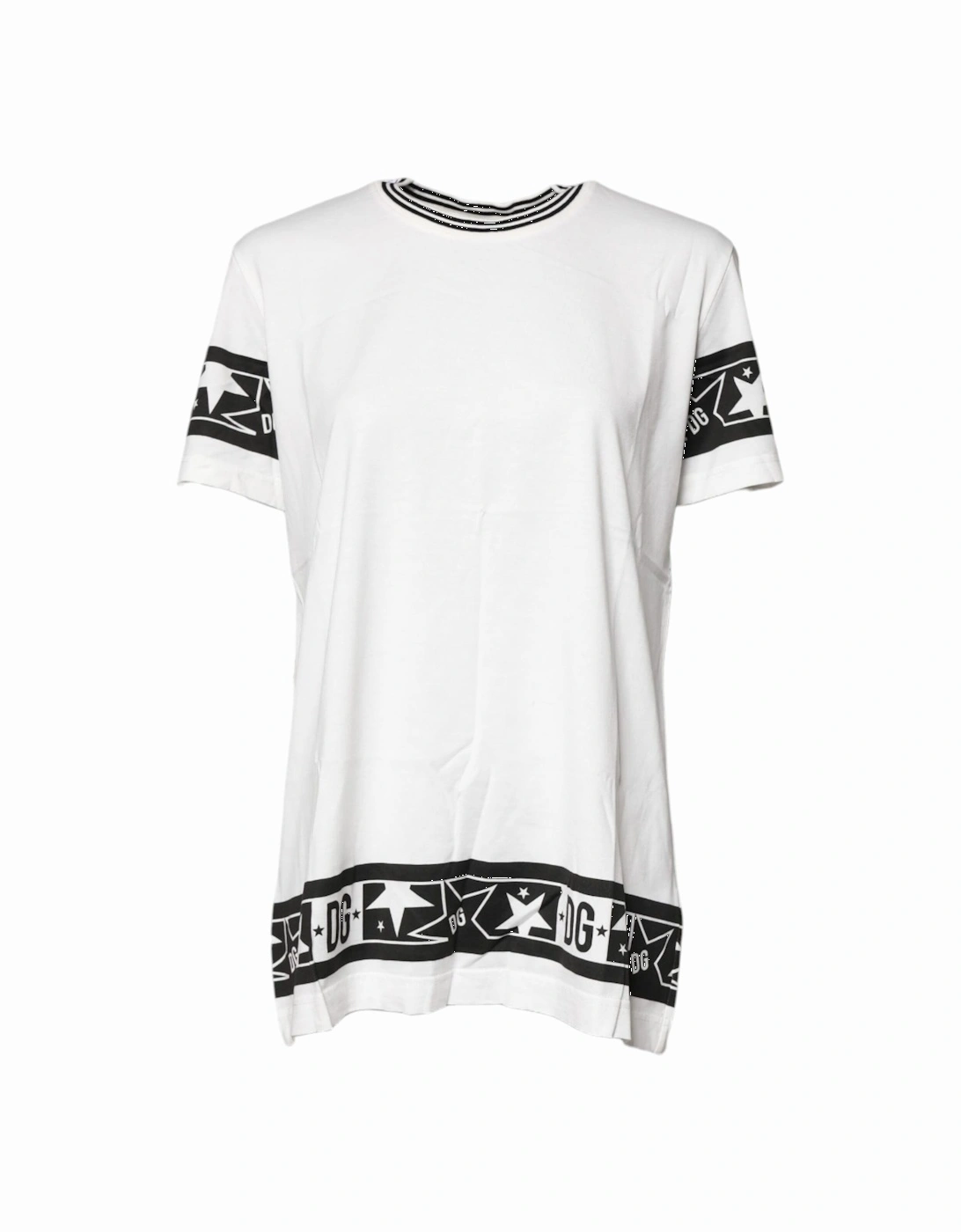 Cotton Crew Neck T-Shirt with Print Women - White, 5 of 4