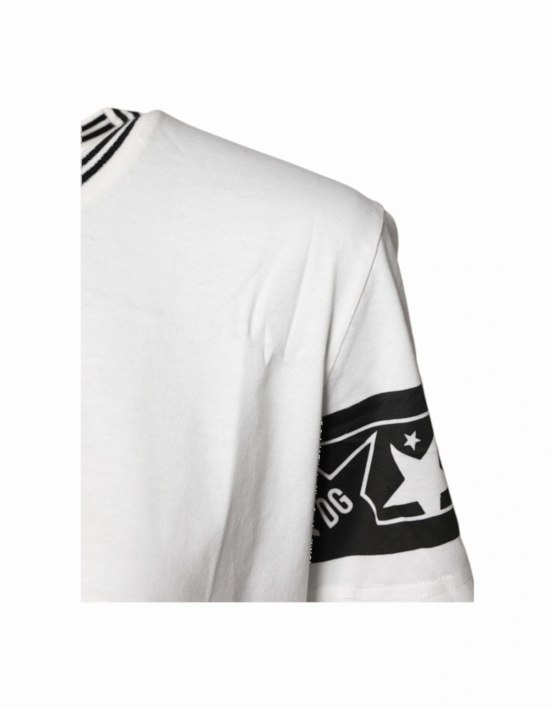 Cotton Crew Neck T-Shirt with Print Women - White