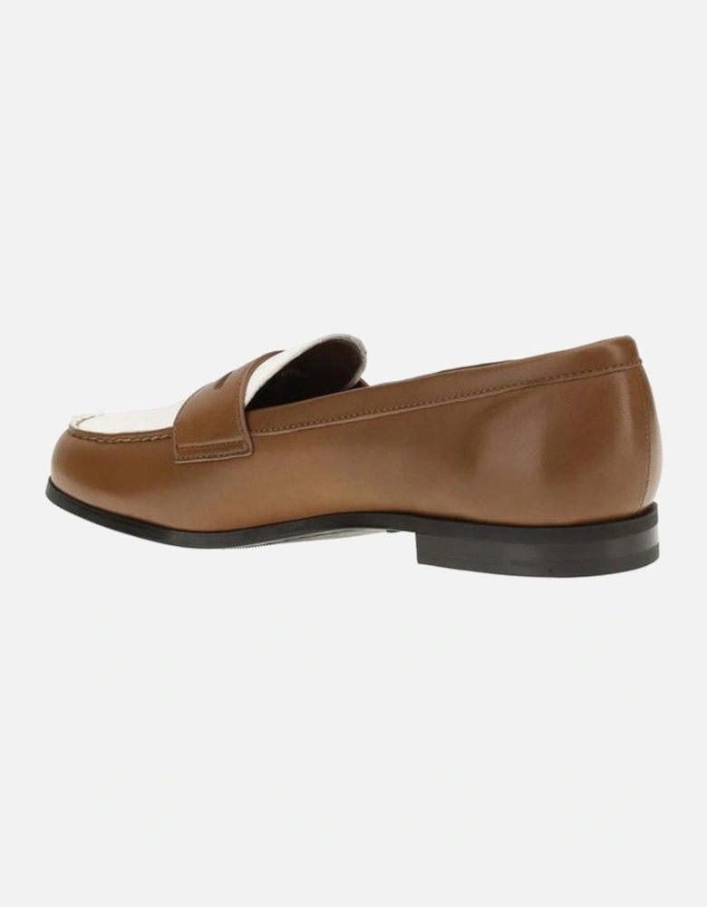 Handcrafted Two-Tone Leather Loafers with Rubber Sole Women - Brown
