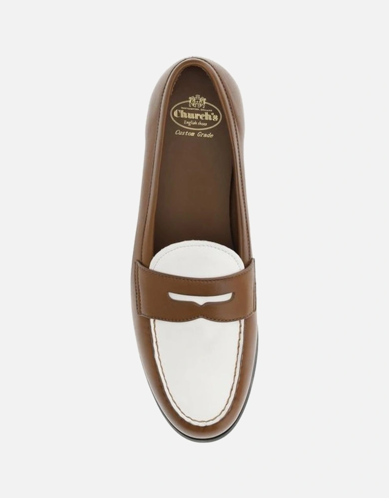 Handcrafted Two-Tone Leather Loafers with Rubber Sole Women - Brown