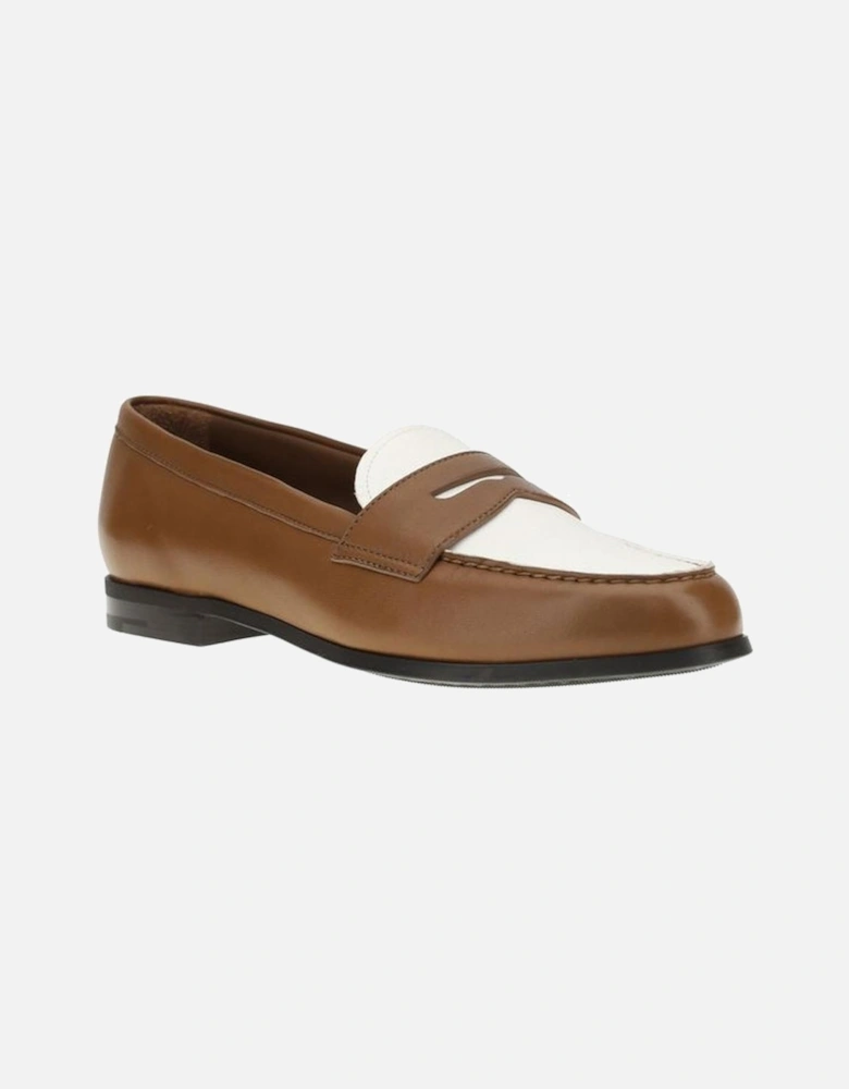 Handcrafted Two-Tone Leather Loafers with Rubber Sole Women - Brown