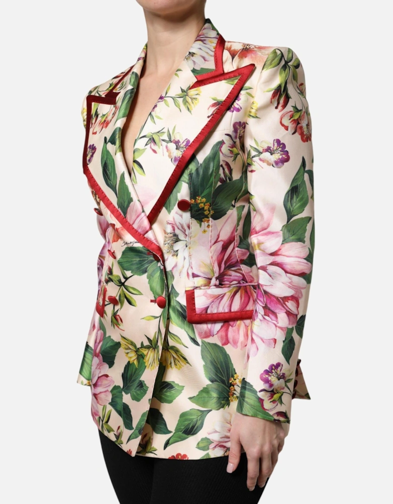 Floral Double Breasted Silk Blend Jacket Women - Multicolor Suits