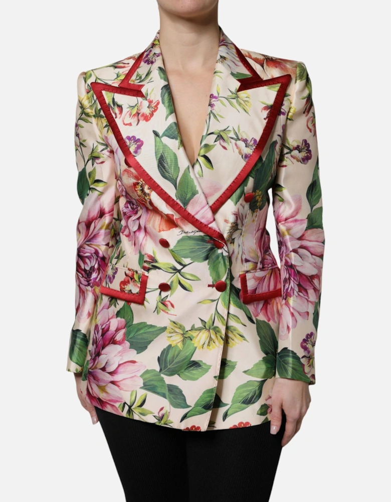 Floral Double Breasted Silk Blend Jacket Women - Multicolor Suits