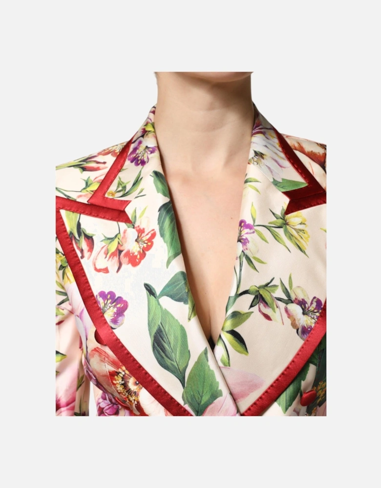 Floral Double Breasted Silk Blend Jacket Women - Multicolor Suits
