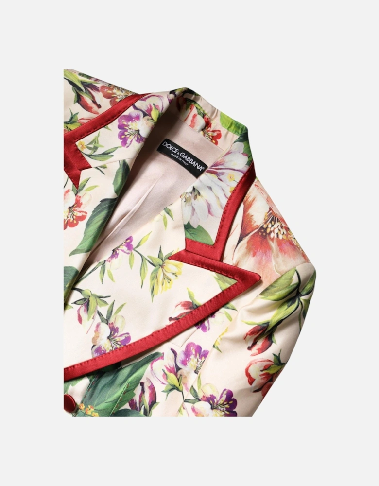Floral Double Breasted Silk Blend Jacket Women - Multicolor Suits