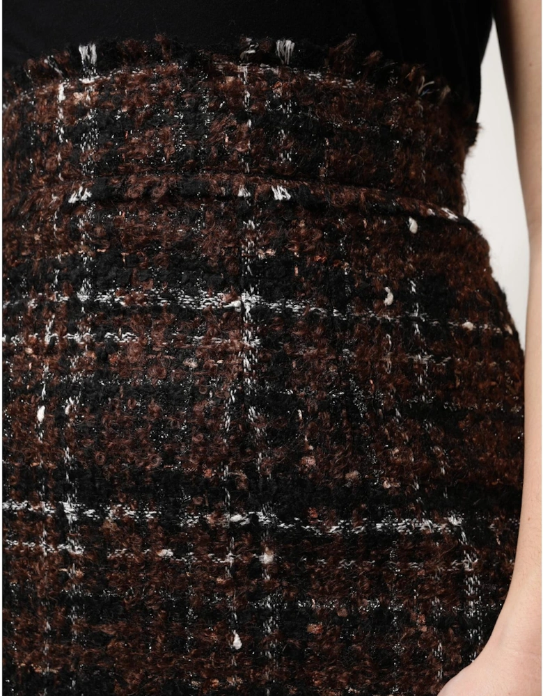 High Waist Tweed Mini Skirt with Zipper Closure Women - Multicolor