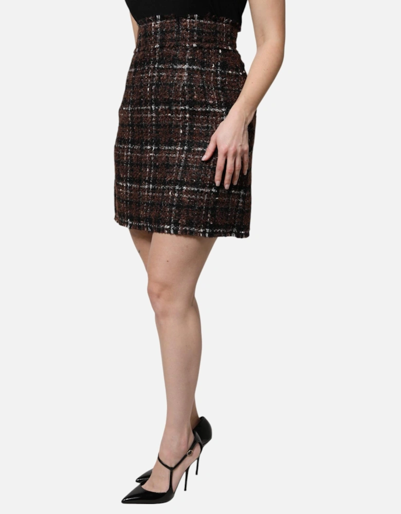 High Waist Tweed Mini Skirt with Zipper Closure Women - Multicolor