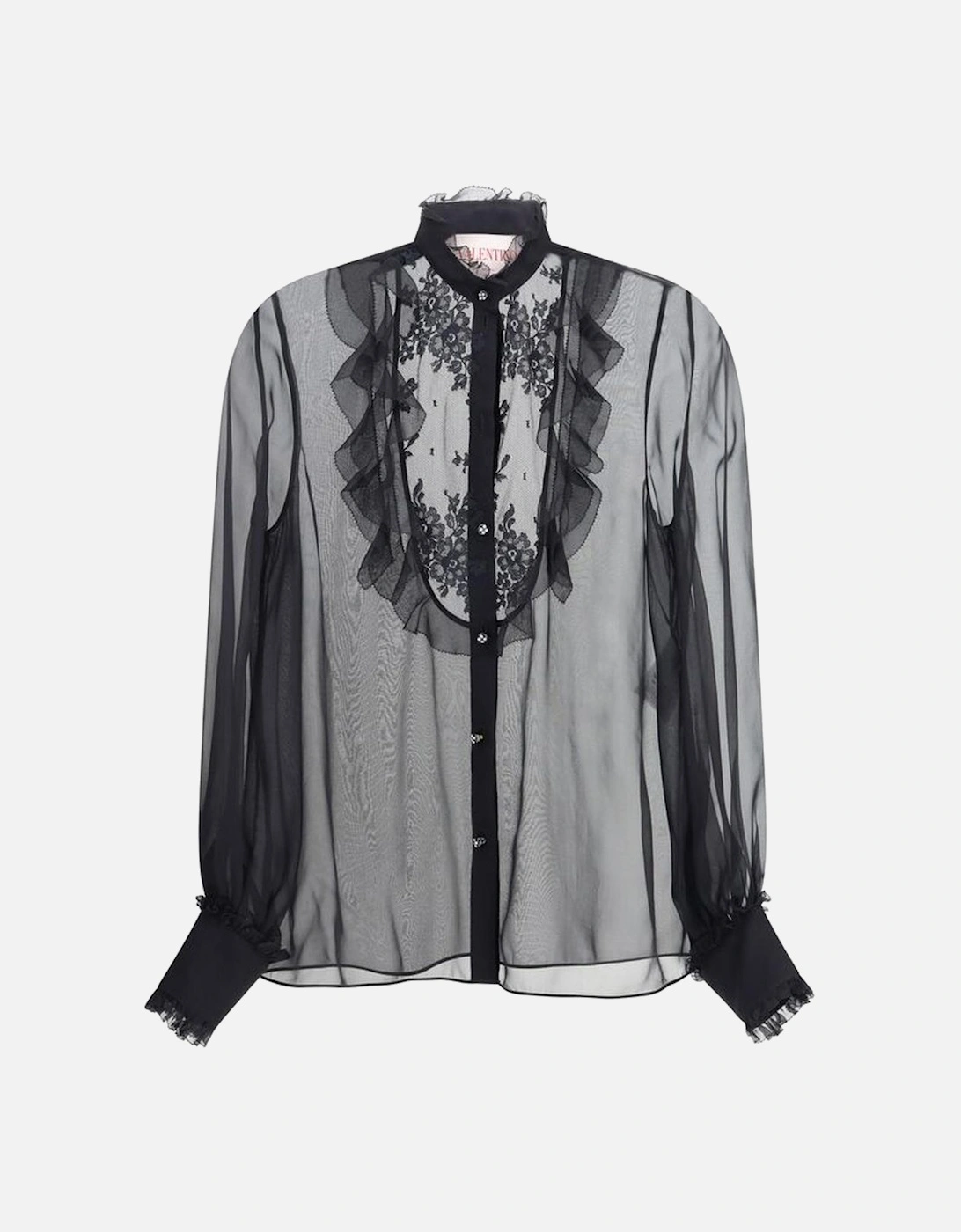 Chiffon Shirt with Ruffle and Lace Details Women - Black, 4 of 3