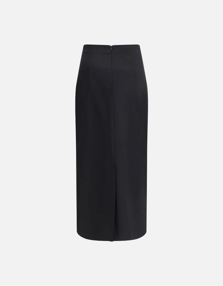 Virgin Wool Midi Pencil Skirt Women - Black