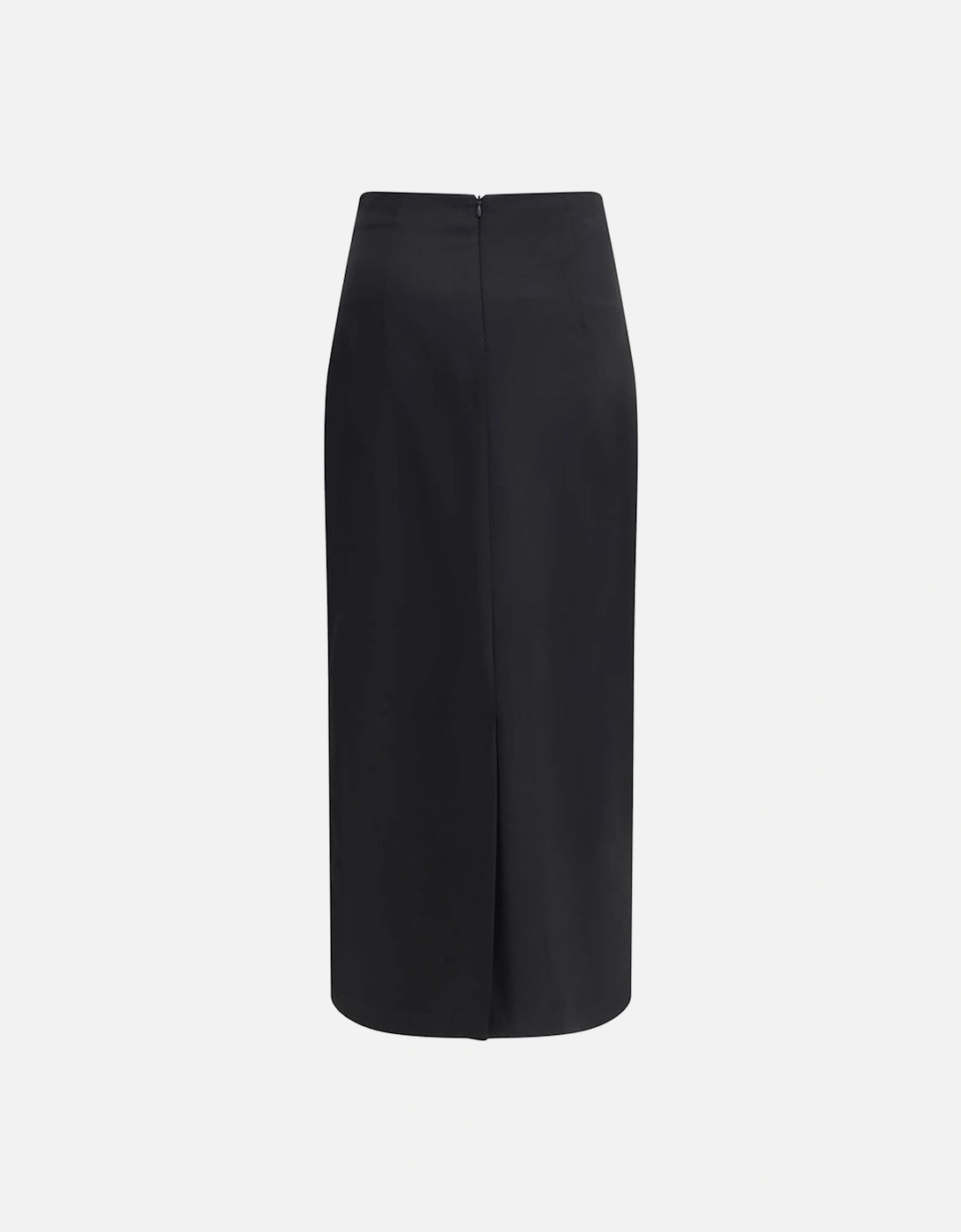 Virgin Wool Midi Pencil Skirt Women - Black