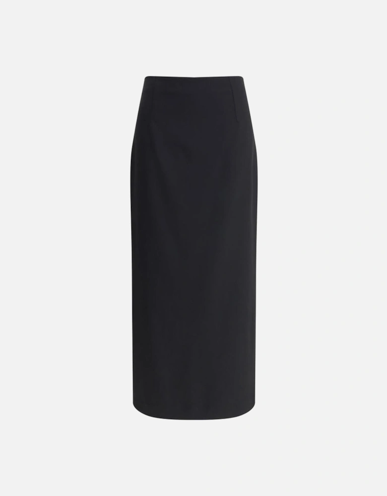 Virgin Wool Midi Pencil Skirt Women - Black