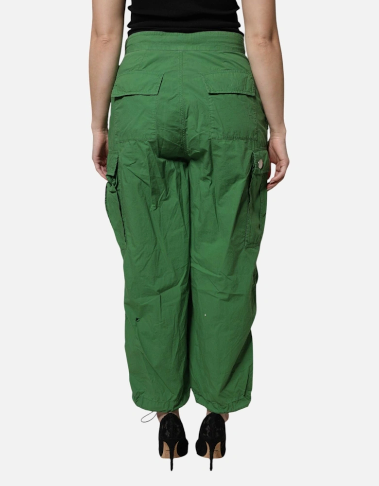 High Waisted Cargo Pants with Zipper Closure Women - Green Jeans