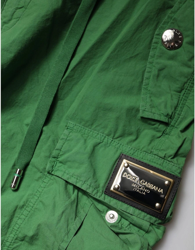 High Waisted Cargo Pants with Zipper Closure Women - Green Jeans