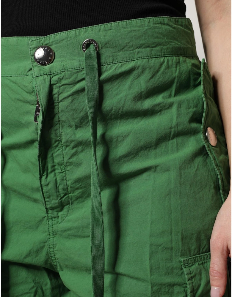 High Waisted Cargo Pants with Zipper Closure Women - Green Jeans