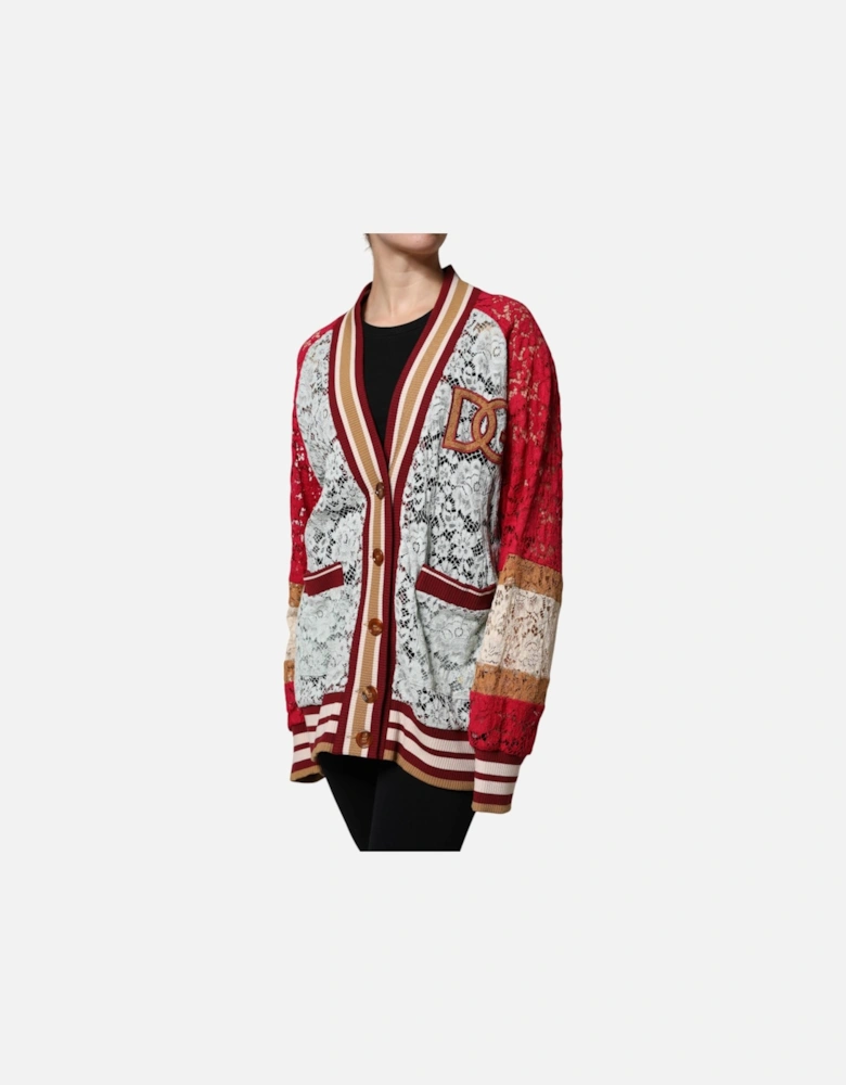Floral Lace Long Sleeve Cardigan Sweater Women - Multicolor