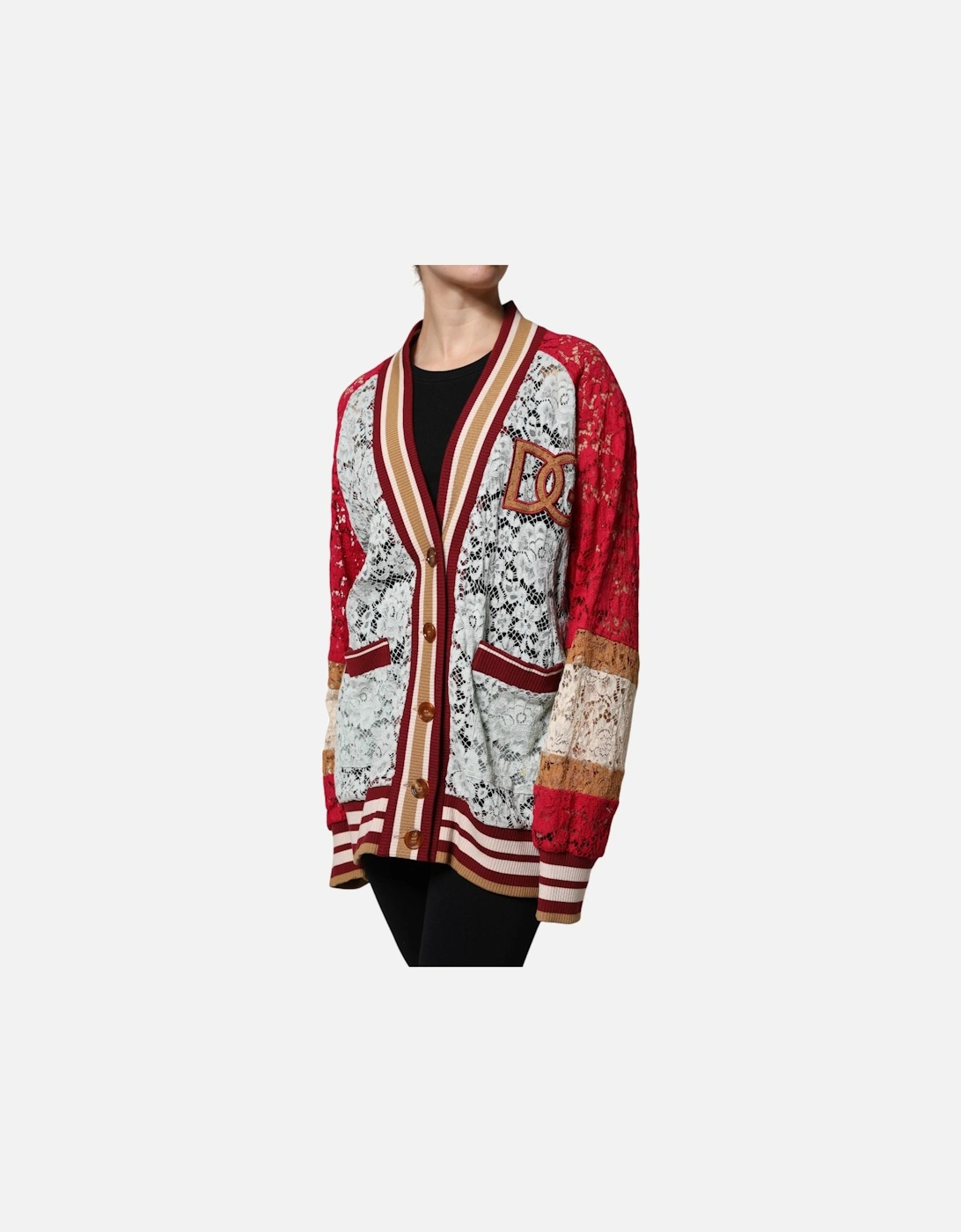 Floral Lace Long Sleeve Cardigan Sweater Women - Multicolor