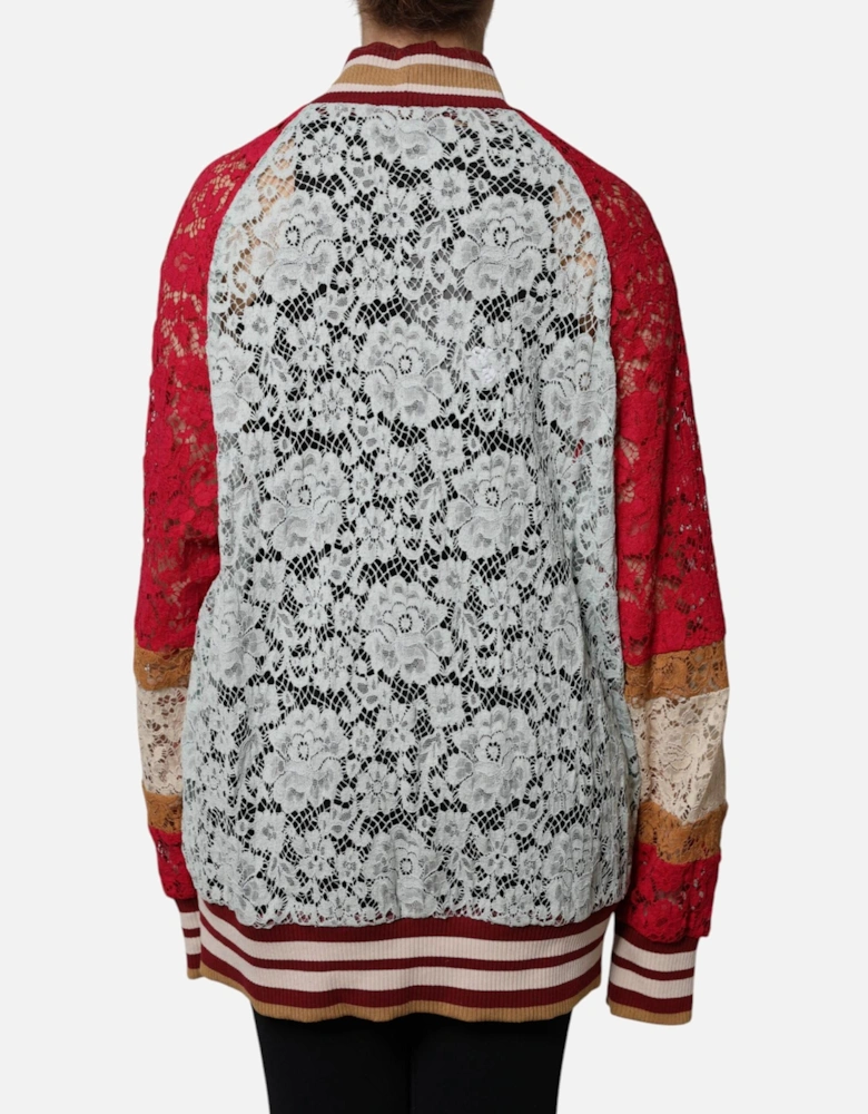 Floral Lace Long Sleeve Cardigan Sweater Women - Multicolor