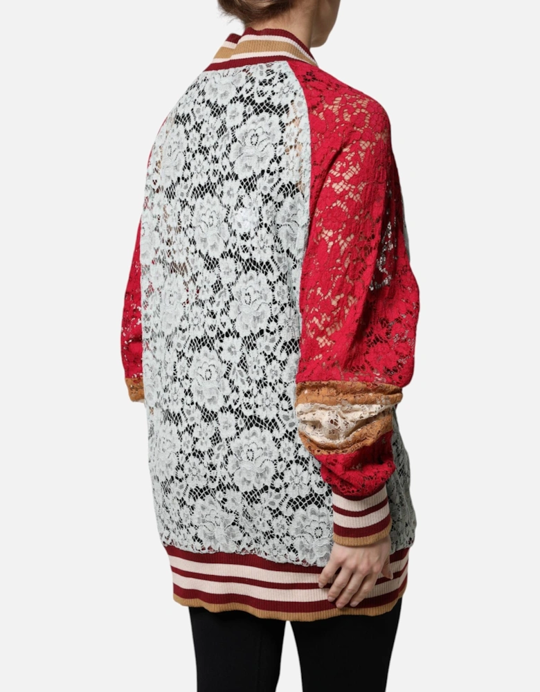 Floral Lace Long Sleeve Cardigan Sweater Women - Multicolor