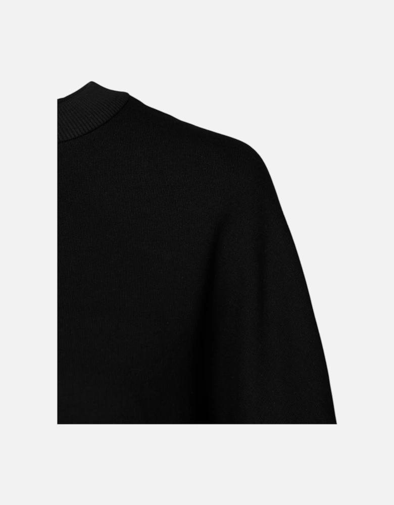 Crew Neck Pullover Sweatshirt with Logo Plaque Women - Black Sweaters