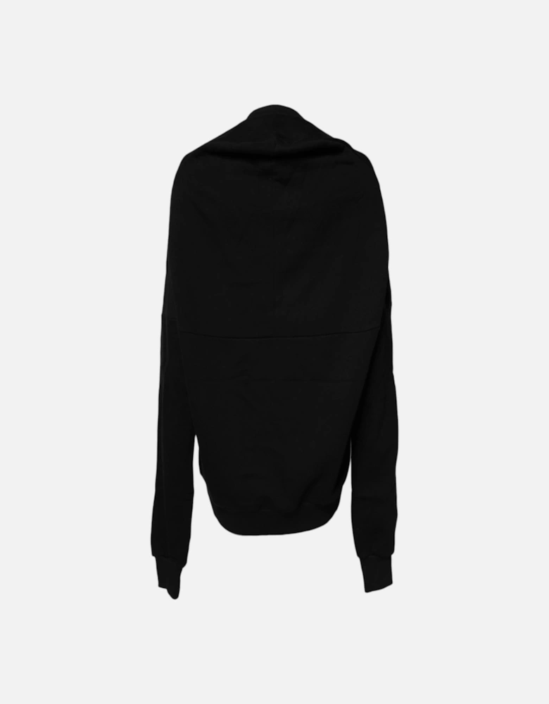 Crew Neck Pullover Sweatshirt with Logo Plaque Women - Black Sweaters