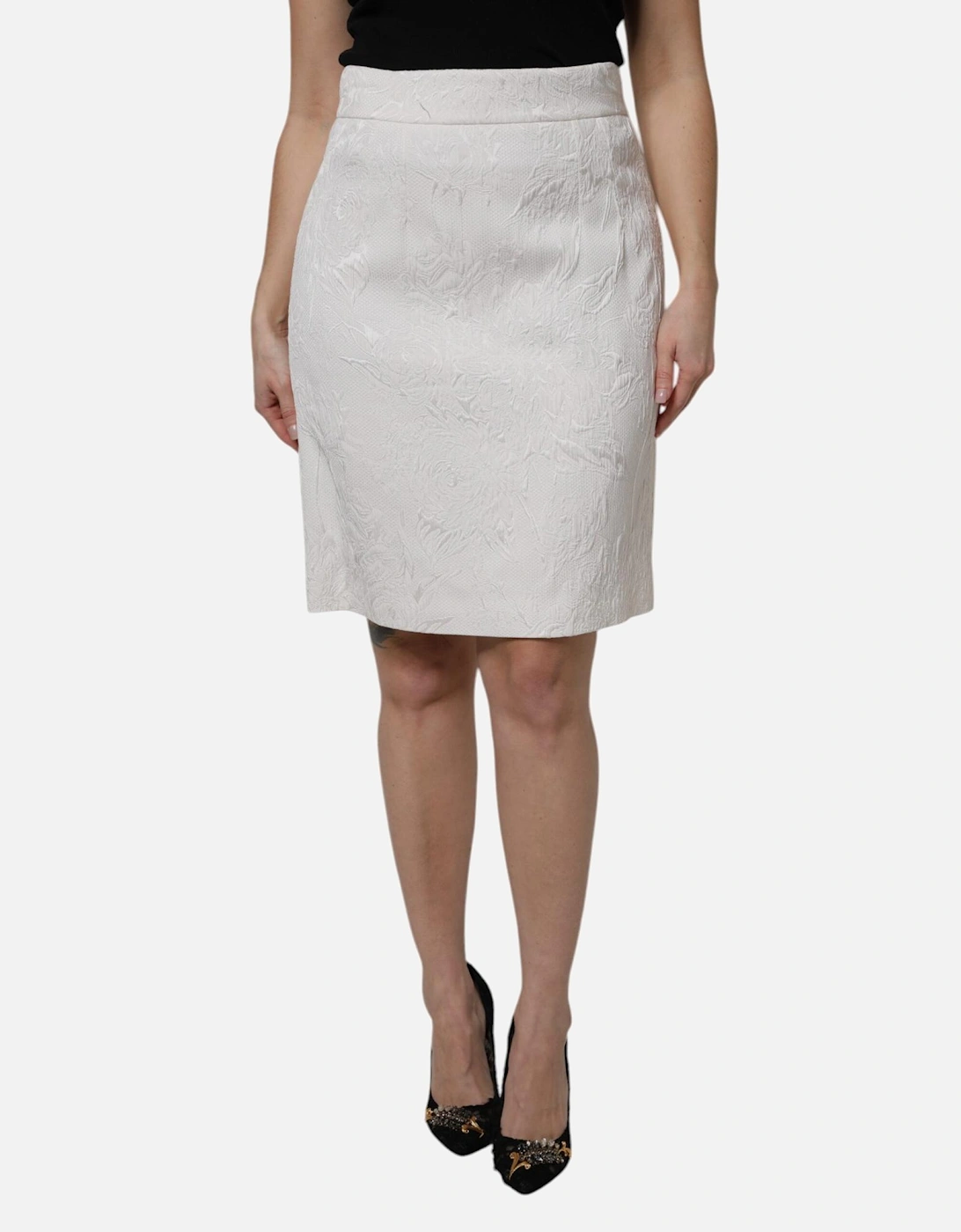 High Waist Quilted Pencil Skirt Women - White, 6 of 5