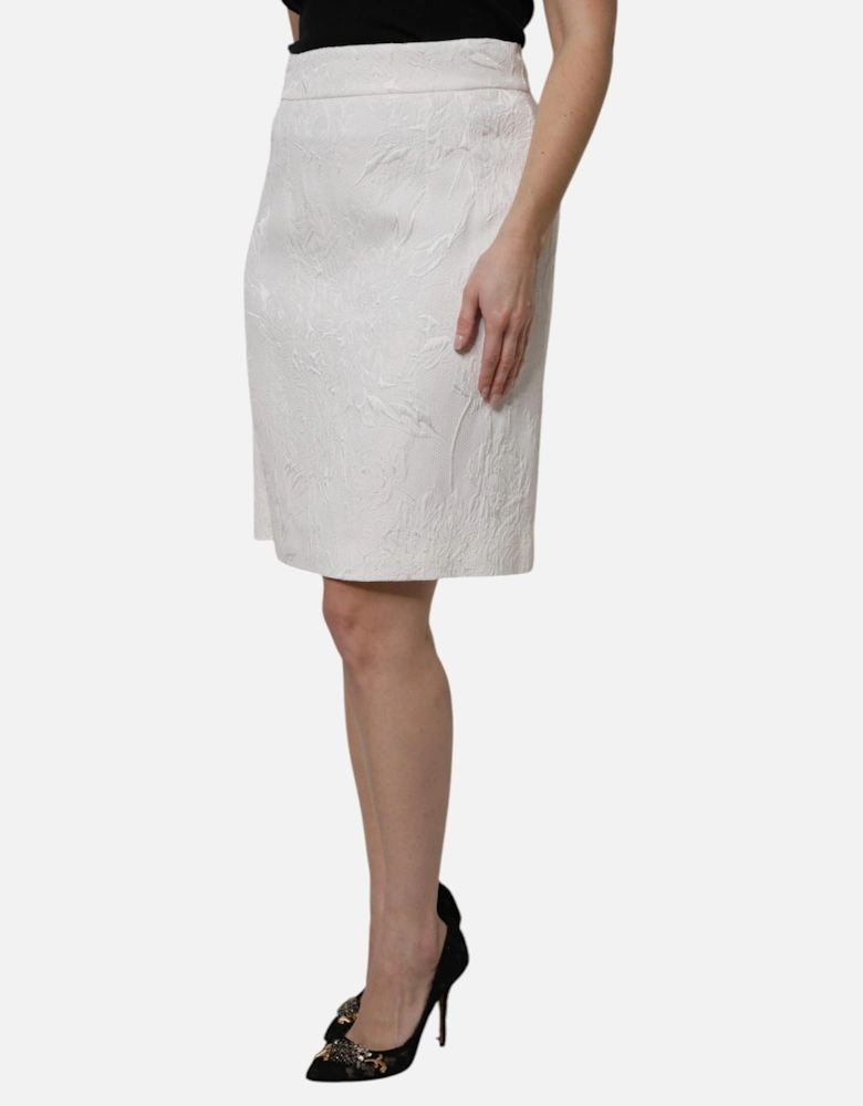 High Waist Quilted Pencil Skirt Women - White