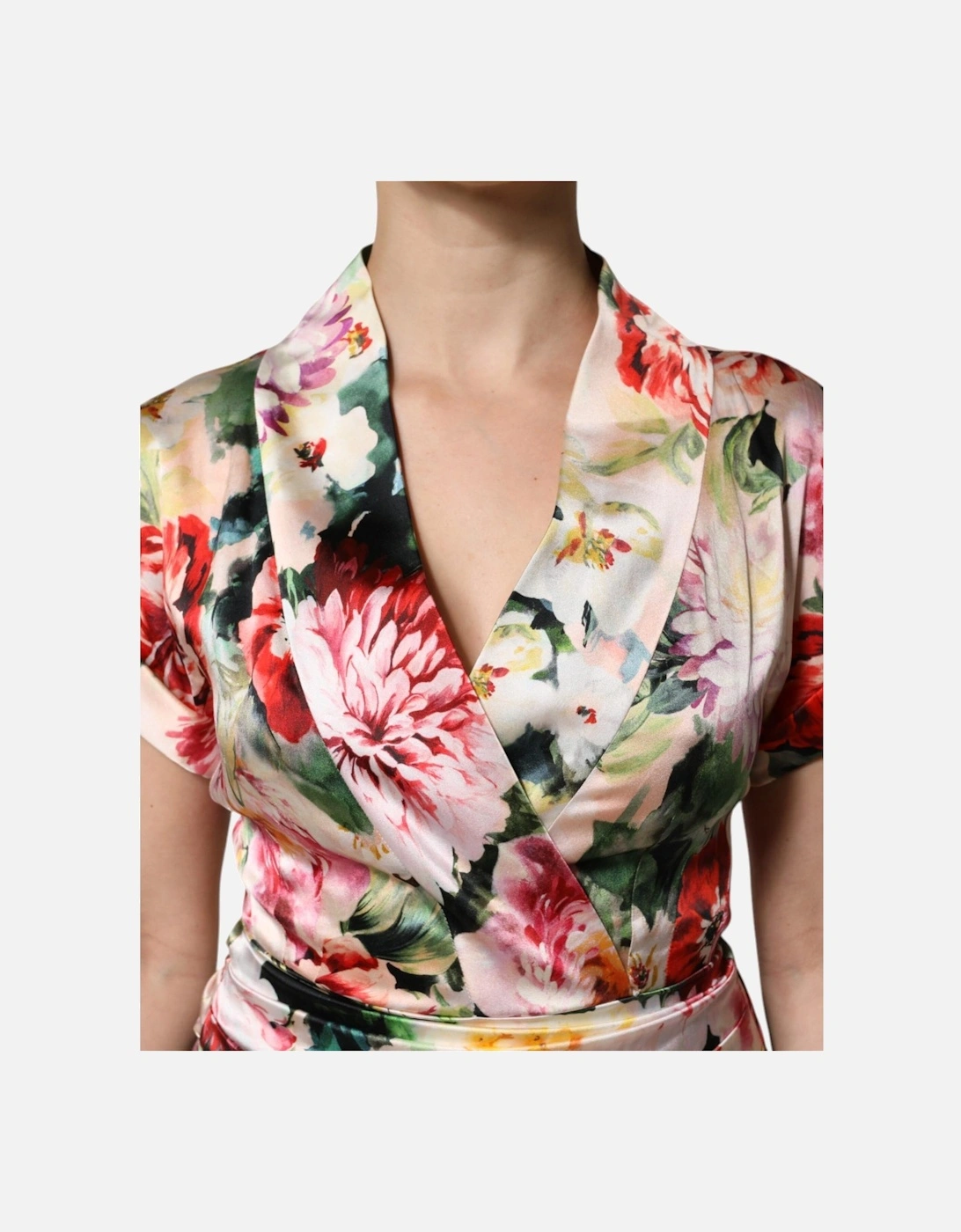 Silk Floral Print Sheath Midi Dress Women - Multicolor Dresses