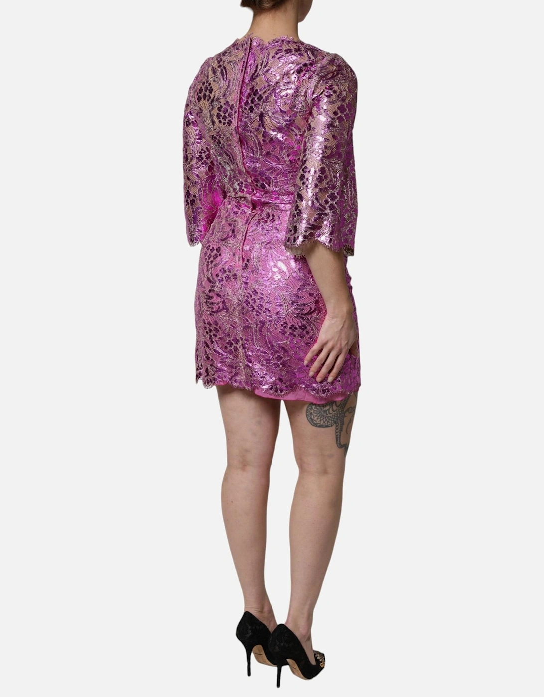 Floral Print Cotton Sheath Mini Dress Women - Fuchsia Dresses