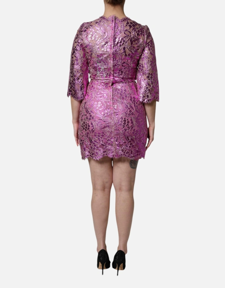 Floral Print Cotton Sheath Mini Dress Women - Fuchsia Dresses