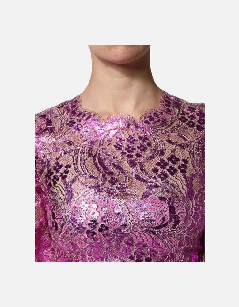 Floral Print Cotton Sheath Mini Dress Women - Fuchsia Dresses