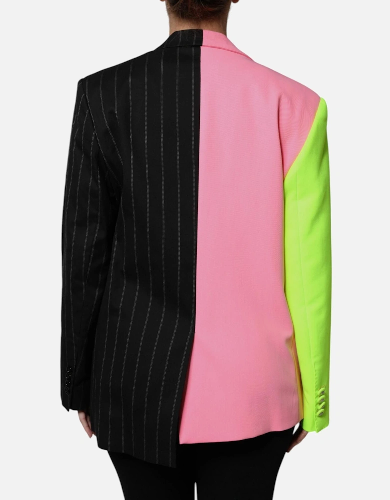 Patchwork Single Breasted Jacket with Button Closure Women -