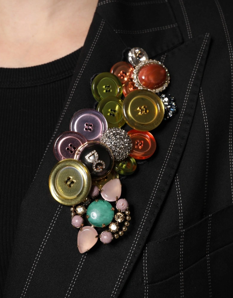 Patchwork Single Breasted Jacket with Button Closure Women -