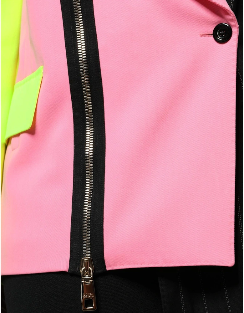 Patchwork Single Breasted Jacket with Button Closure Women -