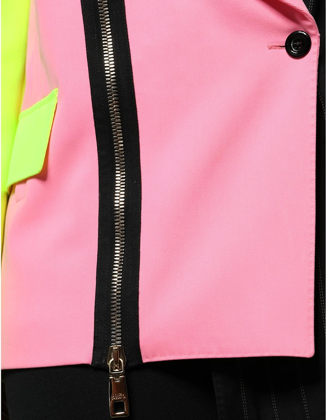 Patchwork Single Breasted Jacket with Button Closure Women -
